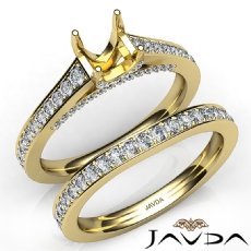 Cushion Diamond Engagement Semi Mount Ring Bridal Sets 14k Gold Yellow  (1.25Ct. tw.)