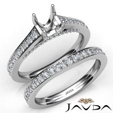 Cushion Diamond Engagement Semi Mount Ring Bridal Sets 14K White Gold 1.25Ct.