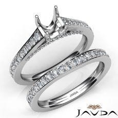 Cushion Cut Diamond Engagement Semi Mount Ring Bridal Set 14K White Gold 1.25Ct.