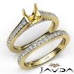 Oval Pave Diamond Engagement Semi Mount Ring Bridal Sets 14k Yellow Gold 1.25Ct - javda.com 