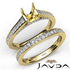Oval Pave Diamond Engagement Semi Mount Ring Bridal Sets 14k Gold Yellow  (1.25Ct. tw.)