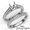 Oval Pave Diamond Engagement Semi Mount Ring Bridal Sets 14k White Gold 1.25Ct - javda.com 