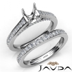 Oval Pave Diamond Engagement Semi Mount Ring Bridal Sets 18k White Gold 1.25Ct - javda.com 