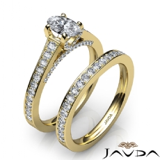 Bridge Accent Pave Bridal diamond Ring 18k Gold Yellow