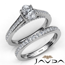 Bridge Accent Pave Bridal diamond Ring Platinum 950