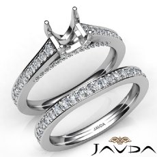 Princess Diamond Engagement Semi Mount Ring Bridal Sets 14K White Gold 1.25Ct.