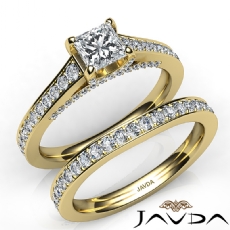 Accent Bridge Pave Bridal Set diamond Ring 18k Gold Yellow