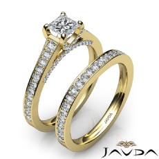 Accent Bridge Pave Bridal Set diamond Ring 14k Gold Yellow