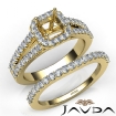 U Prong Diamond Engagement Semi Mount Ring Asscher Bridal Set 14k Yellow Gold 1.25Ct - javda.com 