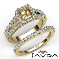 U Prong Diamond Engagement Semi Mount Ring Asscher Bridal Set 14k Gold Yellow  (1.25Ct. tw.)