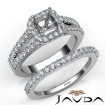 U Prong Diamond Engagement Semi Mount Ring Asscher Bridal Set 14k White Gold 1.25Ct - javda.com 