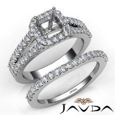U Prong Diamond Engagement Semi Mount Ring Asscher Bridal Set 14K W Gold 1.25Ct