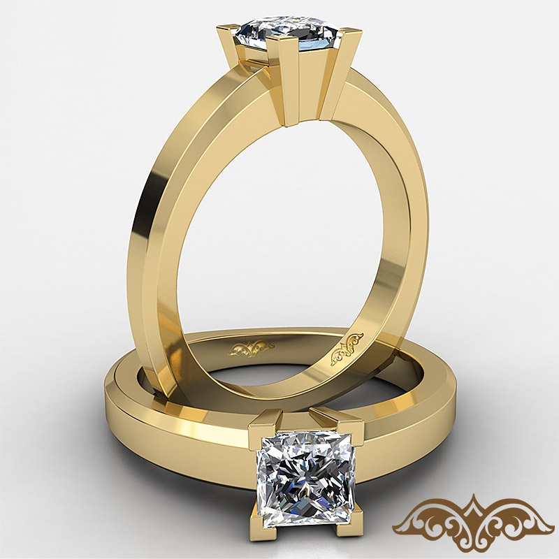 Diamond Engagement Eternity Style Ring Princess Semi Mount 14k White Gold 0.8Ct