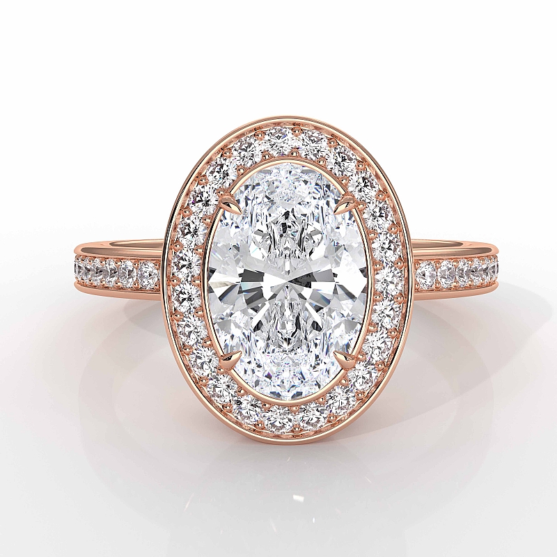  Oval diamond  Ring in 14k Rose Gold