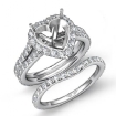1.8Ct Heart Halo Diamond Semi Mount Engagement Wedding Ring Bridal Set 14k White Gold - javda.com 