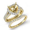 1.8Ct Heart Halo Diamond Semi Mount Engagement Wedding Ring Bridal Set 14k Yellow Gold - javda.com 
