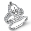 1.9Ct Marquise Diamond Semi Mount Engagement Wedding Ring Bridal Set Platinum 950 - javda.com 