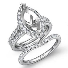 1.90Ct Marquise Diamond Semi Mount Engagement Wedding Ring Bridal Set 14K W Gold