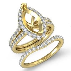 Marquise Diamond Semi Mount Engagement Wedding Ring Bridal Set 14k Gold Yellow (1.9Ct. tw.)