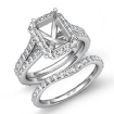 1.7Ct Radiant Diamond Semi Mount Engagement Wedding Ring Bridal Set 18k White Gold - javda.com 