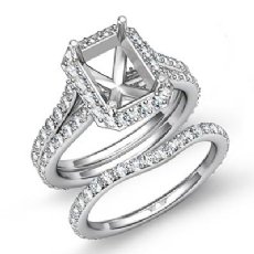 1.7Ct Radiant Diamond Semi Mount Engagement Wedding Ring Bridal Set 14K Wh Gold