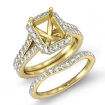 1.7Ct Radiant Diamond Semi Mount Engagement Wedding Ring Bridal Set 18k Yellow Gold - javda.com 