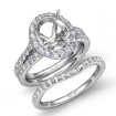 1.8Ct Oval Halo Diamond Semi Mount Engagement Wedding Ring Bridal Set Platinum 950 - javda.com 