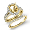 1.8Ct Oval Halo Diamond Semi Mount Engagement Wedding Ring Bridal Set 14k Yellow Gold - javda.com 