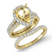 1.8Ct Pear Halo Diamond Semi Mount Engagement Wedding Ring Bridal Set 18k Yellow Gold - javda.com 