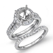 2.1Ct Round Halo Diamond Semi Mount Engagement Wedding Ring Bridal Set 14k White Gold - javda.com 