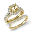 2.1Ct Round Halo Diamond Semi Mount Engagement Wedding Ring Bridal Set 14k Yellow Gold - javda.com 