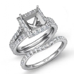 1.88Ct Princess Diamond Semi Mount Engagement Wedding Ring Bridal Set Platinum 950 - javda.com 