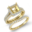 1.88Ct Princess Diamond Semi Mount Engagement Wedding Ring Bridal Set 14k Yellow Gold - javda.com 