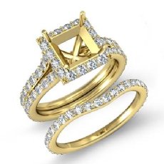 Princess Diamond Semi Mount Engagement Wedding Ring Bridal Set 18k Gold Yellow (1.88Ct. tw.)