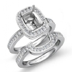 1.3Ct Diamond Cushion Wedding Band Semi Mount Ring Platinum 950 Bridal Setting - javda.com 