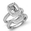 1.38Ct Diamond Cushion Wedding Band Semi Mount Ring 18k White Gold Bridal Setting - javda.com 