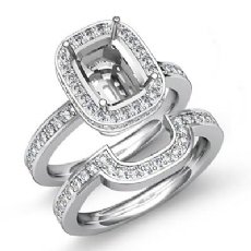 1.3Ct Diamond Cushion Wedding Band Semi Mount Ring 14K White Gold Bridal Setting