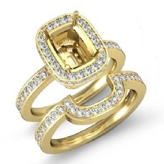 Diamond Cushion Wedding Band Semi Mount Ring 18k Gold Yellow Bridal Setting (1.3Ct. tw.)