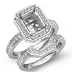 1.3Ct Diamond Radiant Wedding Band Semi Mount Ring 14k White Gold Bridal Setting - javda.com 