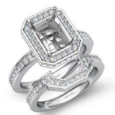 1.30Ct Diamond Radiant Wedding Band Semi Mount Ring 14K Wh Gold Bridal Setting