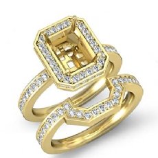 Diamond Radiant Wedding Band Semi Mount Ring 14k Gold Yellow Bridal Setting (1.3Ct. tw.)