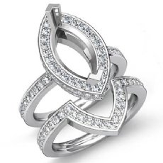 1.8 Ct Diamond Marquise Wedding Band Semi Mount Ring 14K Wh Gold Bridal Setting