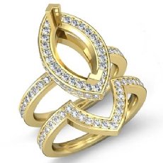 Diamond Marquise Wedding Band Semi Mount Ring 14k Gold Yellow Bridal Setting (1.8Ct. tw.)