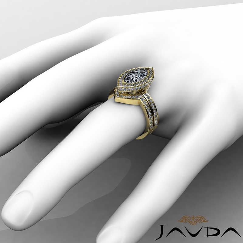 Circa Halo Pave Bridal diamond Ring 14k Gold Yellow