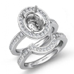 1.2Ct Diamond Oval Wedding Band Semi Mount Ring Platinum 950 Bridal Setting - javda.com 