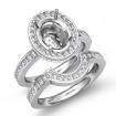 1.32Ct Diamond Oval Wedding Band Semi Mount Ring 14k White Gold Bridal Setting - javda.com 