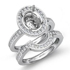 1.2Ct Diamond Oval Wedding Band Semi Mount Ring 14K White Gold Bridal Setting