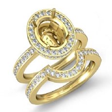 Diamond Oval Wedding Band Semi Mount Ring 14k Gold Yellow Bridal Setting (1.2Ct. tw.)