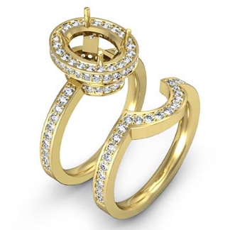 1.2Ct Diamond Oval Wedding Band Semi Mount Ring 14k Gold Yellow Bridal Setting