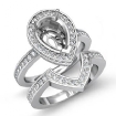1.55Ct Diamond Pear Wedding Band Semi Mount Ring Platinum 950 Bridal Setting - javda.com 